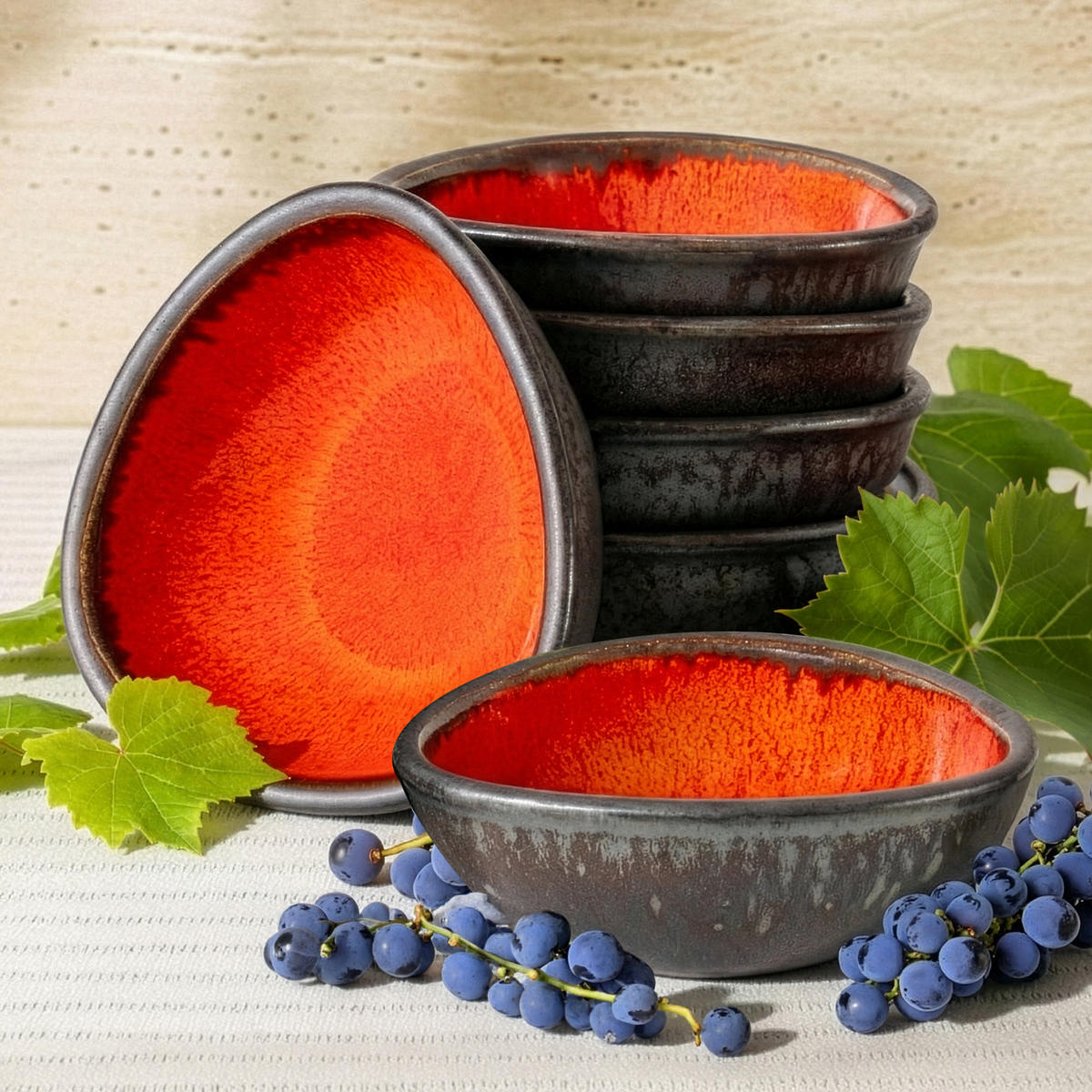 SCHALE PRIMA 6-tlg, Rot - Rot, Keramik - KONSIMO®