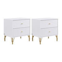 NACHTTISCH - 55cm x 40cm - MDF - weiß - LOUREO - Weiß, Holz (55/58/40cm) - Vente-Unique