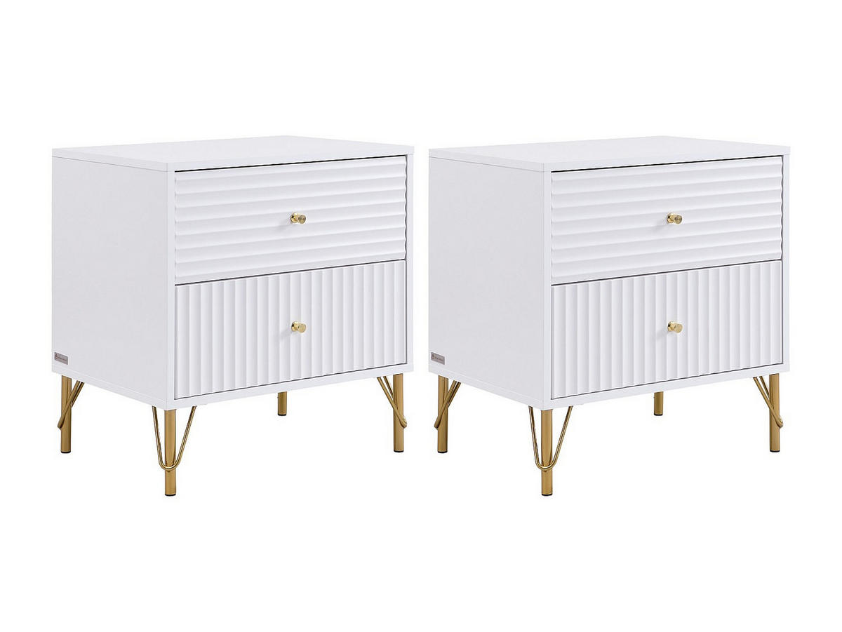 NACHTTISCH - 55cm x 40cm - MDF - weiß - LOUREO - Weiß, Holz (55/58/40cm) - Vente-Unique