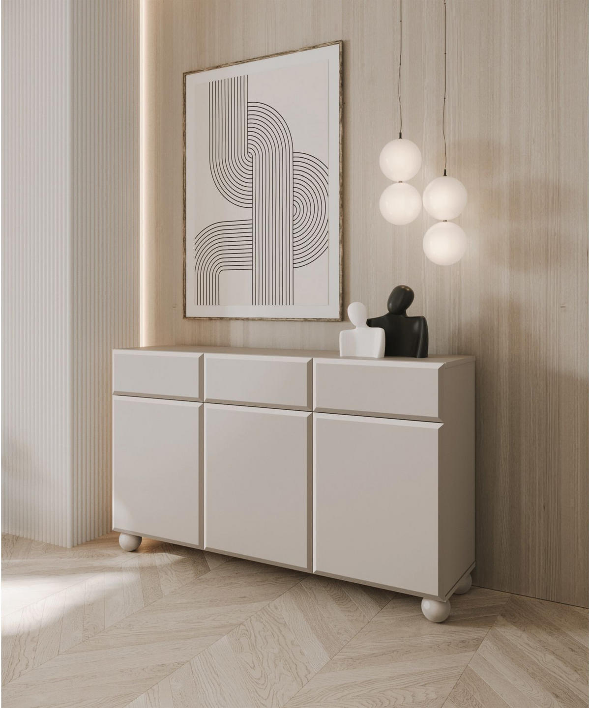 SIDEBOARD Chocolated Beige 150 cm - Beige/Goldfarben, Holz/Holzwerkstoff (150/90.5/39cm) - Selsey