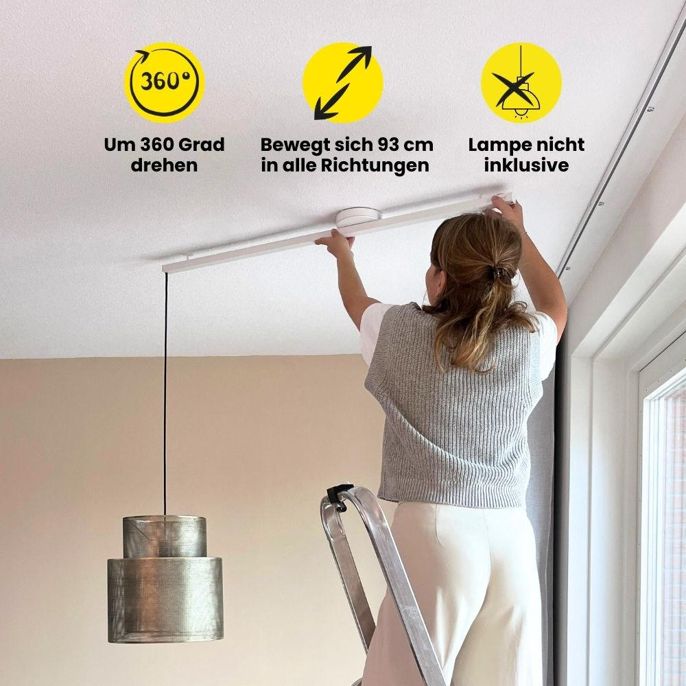 AUFHÄNGESYSTEM für eine Hängelampe - Single - 110cm - Mattweiß - Verstellbare Lampenaufhängung - Pendelleuchte Schieben und Drehen - Weiß, Metall (110/3/2cm) - Lightswing®
