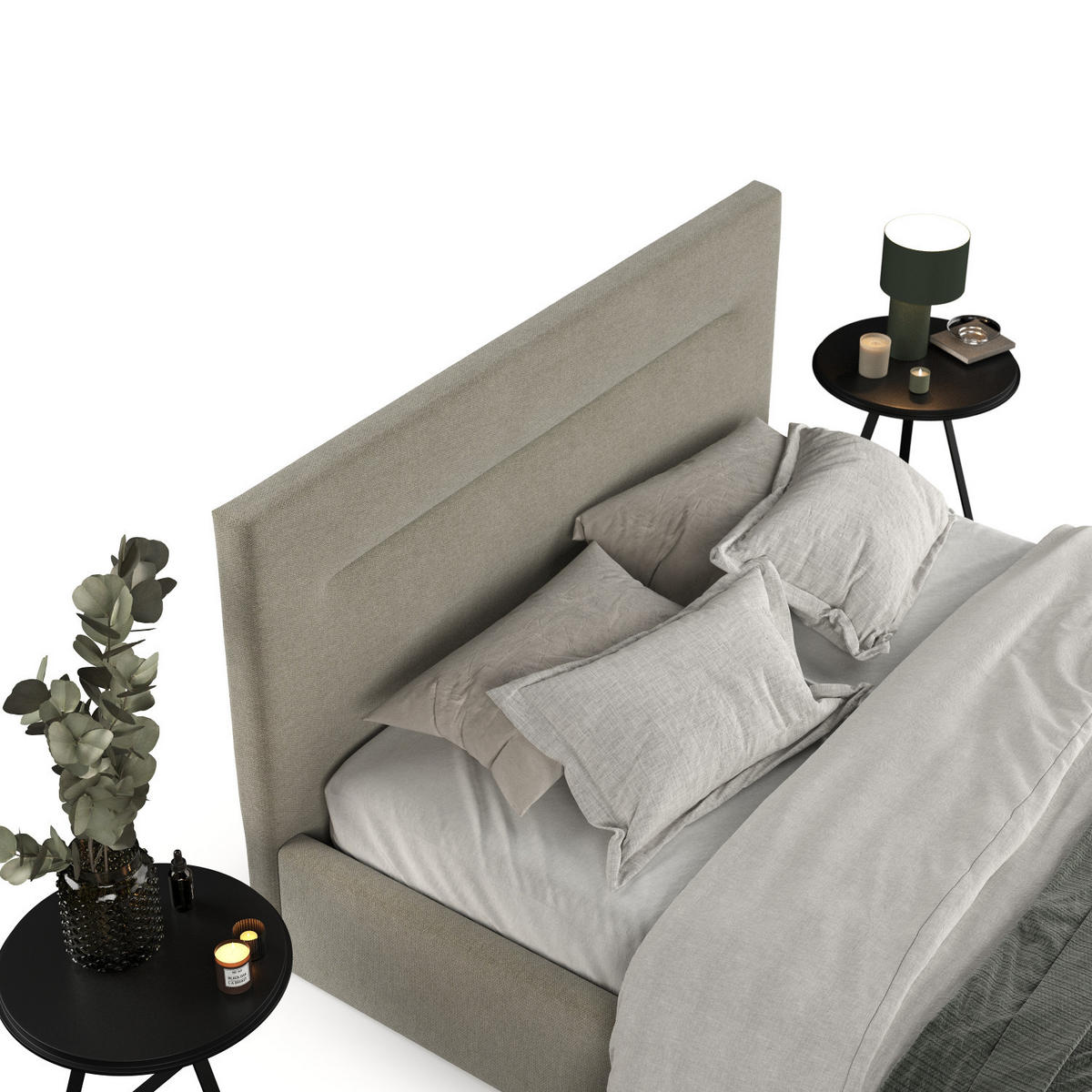 POLSTERBETT Liline 140/200 cm Olivgrün im Asti Stoff - Schwarz/Naturfarben, Holz/Holzwerkstoff (140/200cm) - AltaBeds