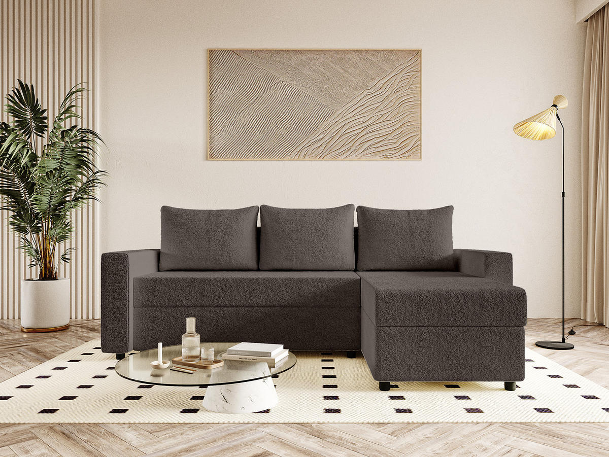 ECKSOFA Goka L mit Schlaffunktion, Braun - Braun, Textil (230/146cm) - Fedve