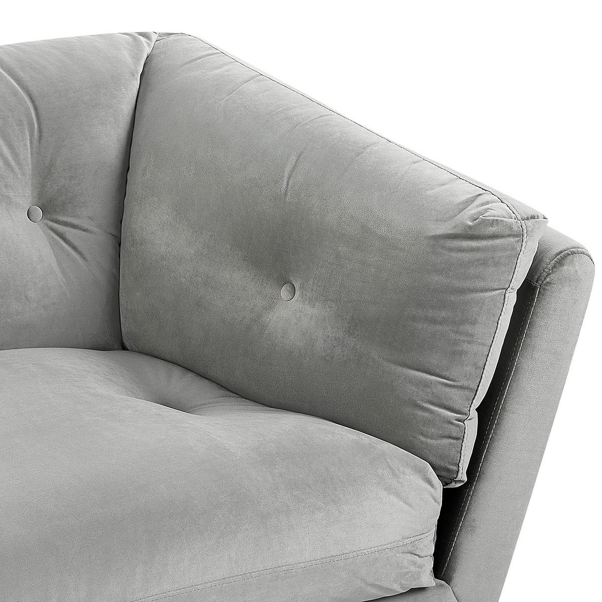 3-SITZER-SOFA Samtstoff Grau Lenvik - Grau, Textil (210/75/90cm) - Beliani