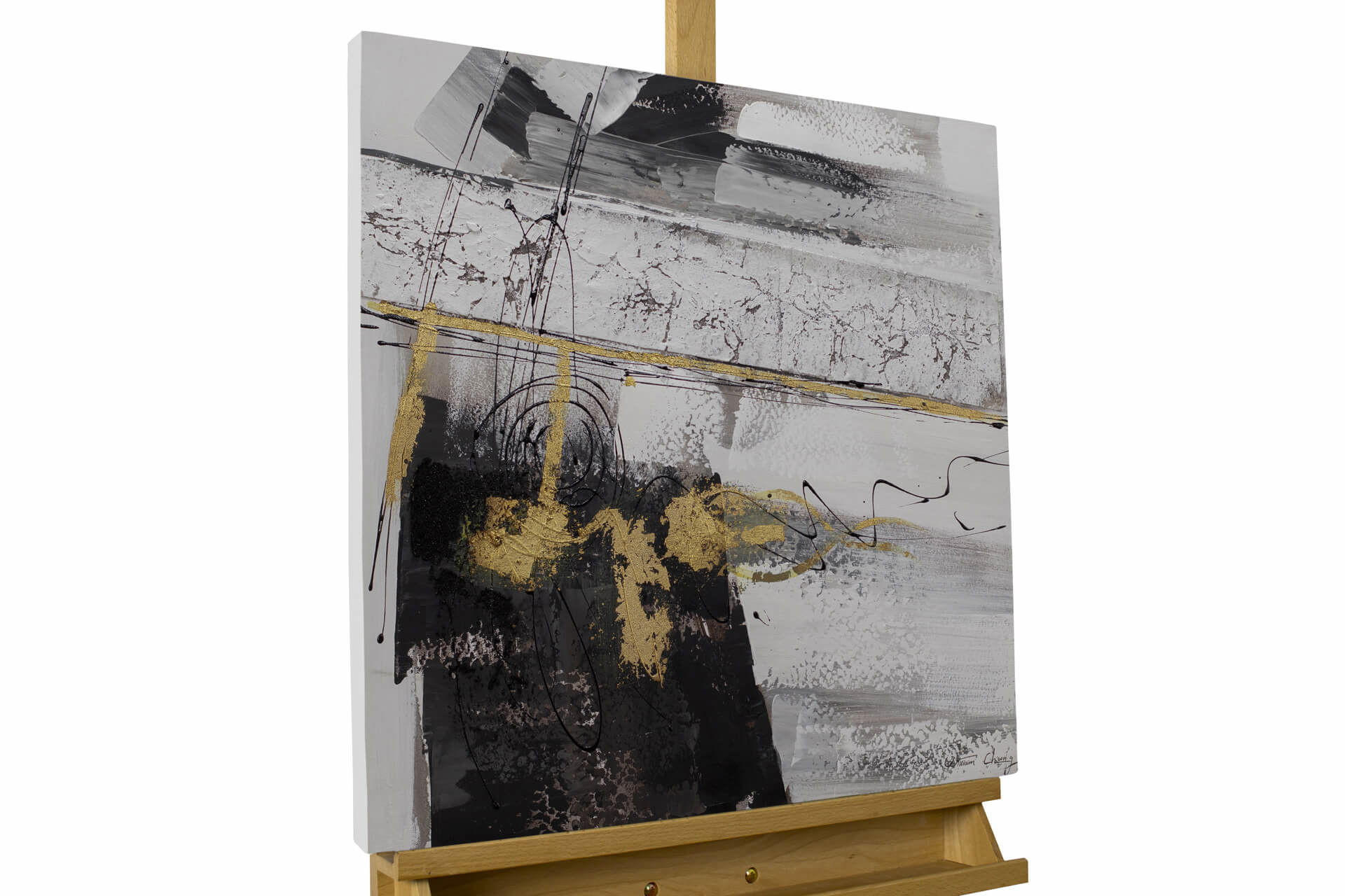 ACRYLBILD HANDGEMALT 60/60 cm - Grau, Holz/Textil (1.12/60cm) - KUNSTLOFT