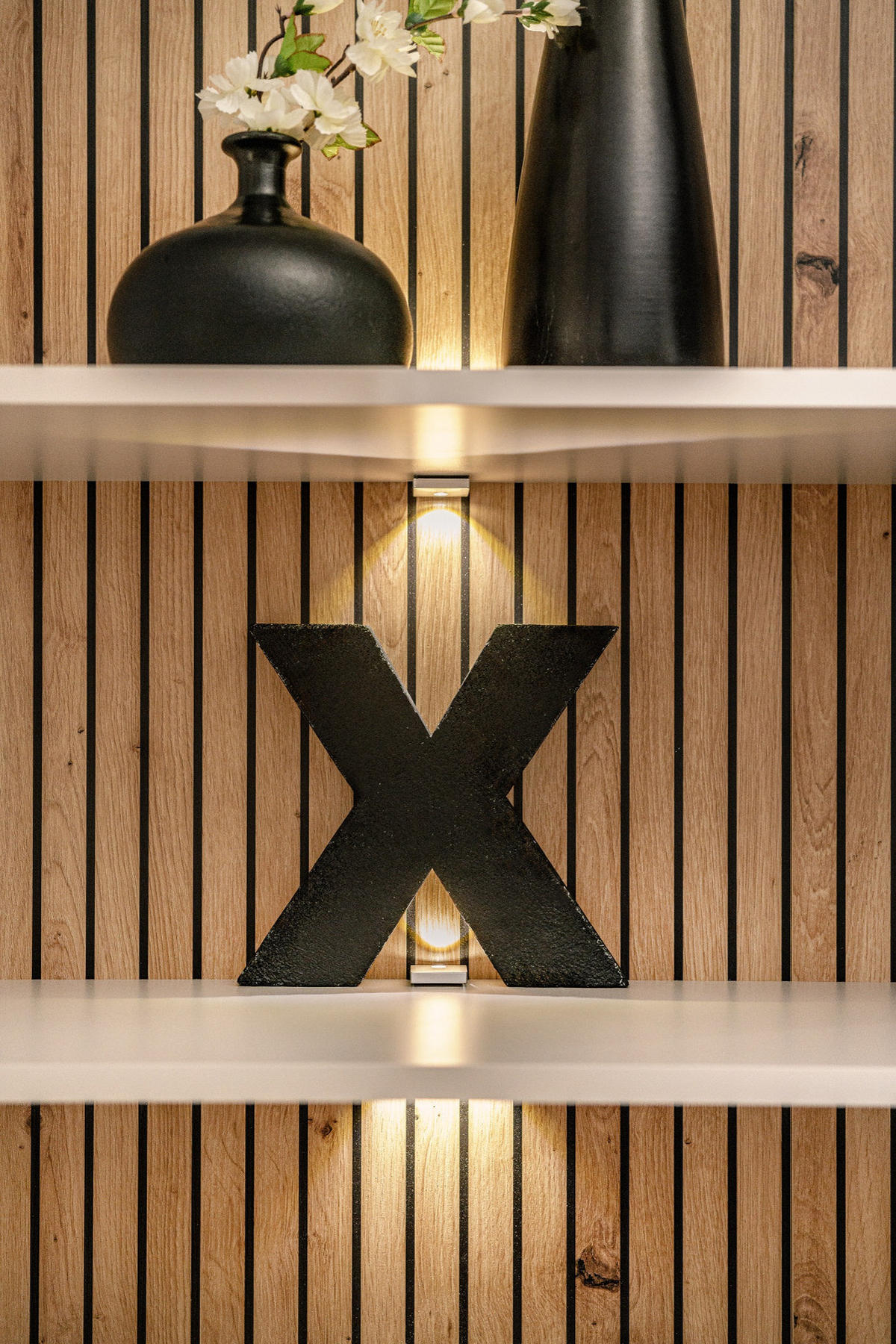 WOHNWAND 4-teilig Sand matt, Eiche Artisan 280 cm, Schrankwand hängend inklusive LED Beleuchtung - Sandfarben/Schwarz, Holzwerkstoff/Kunststoff (280/200/45cm) - Furn.Design