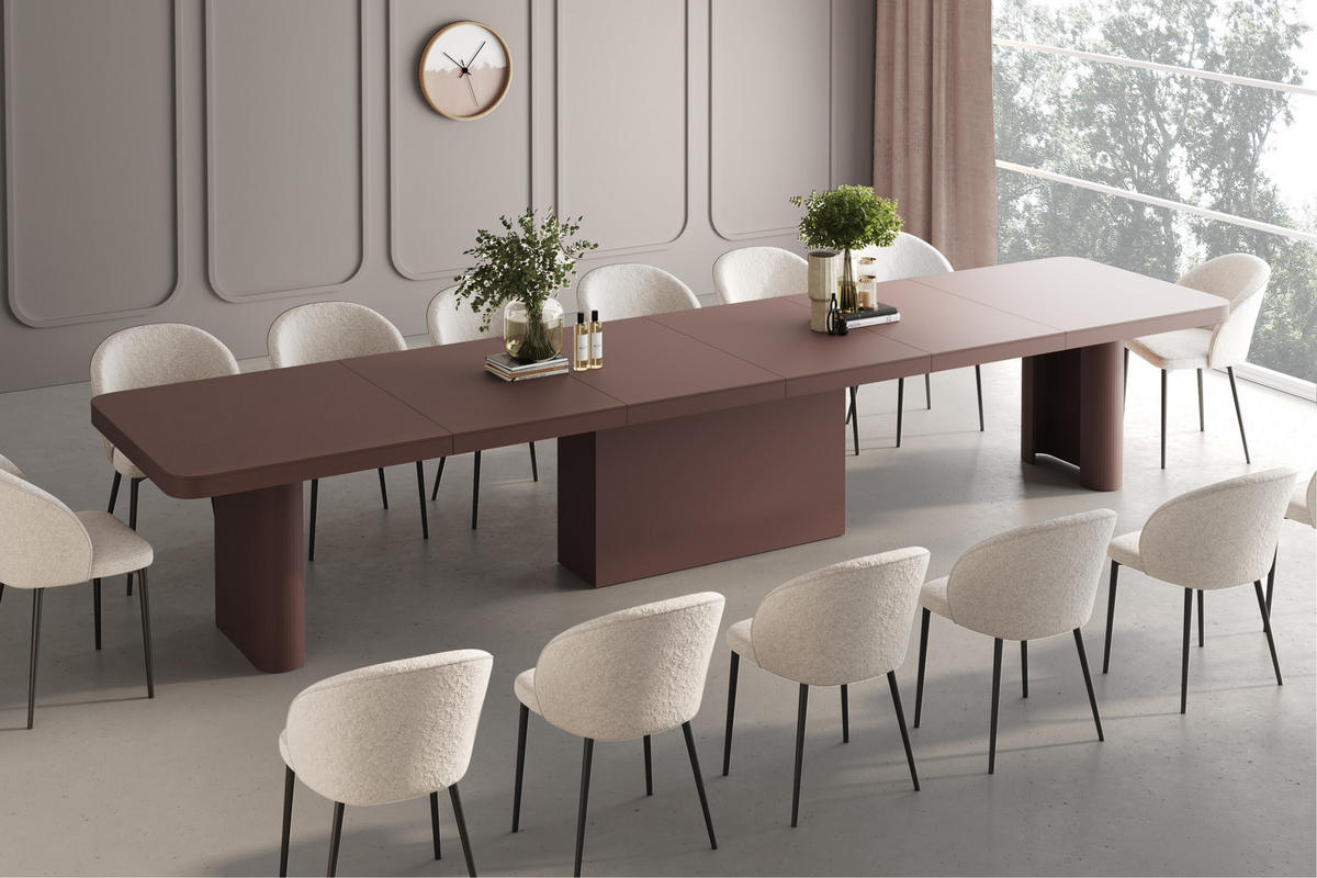 ESSTISCH rechteckig ausziehbar XXL Bordeauxrot matt 160/100/75 cm - Bordeaux, Holzwerkstoff (100/160/75cm) - designimpex