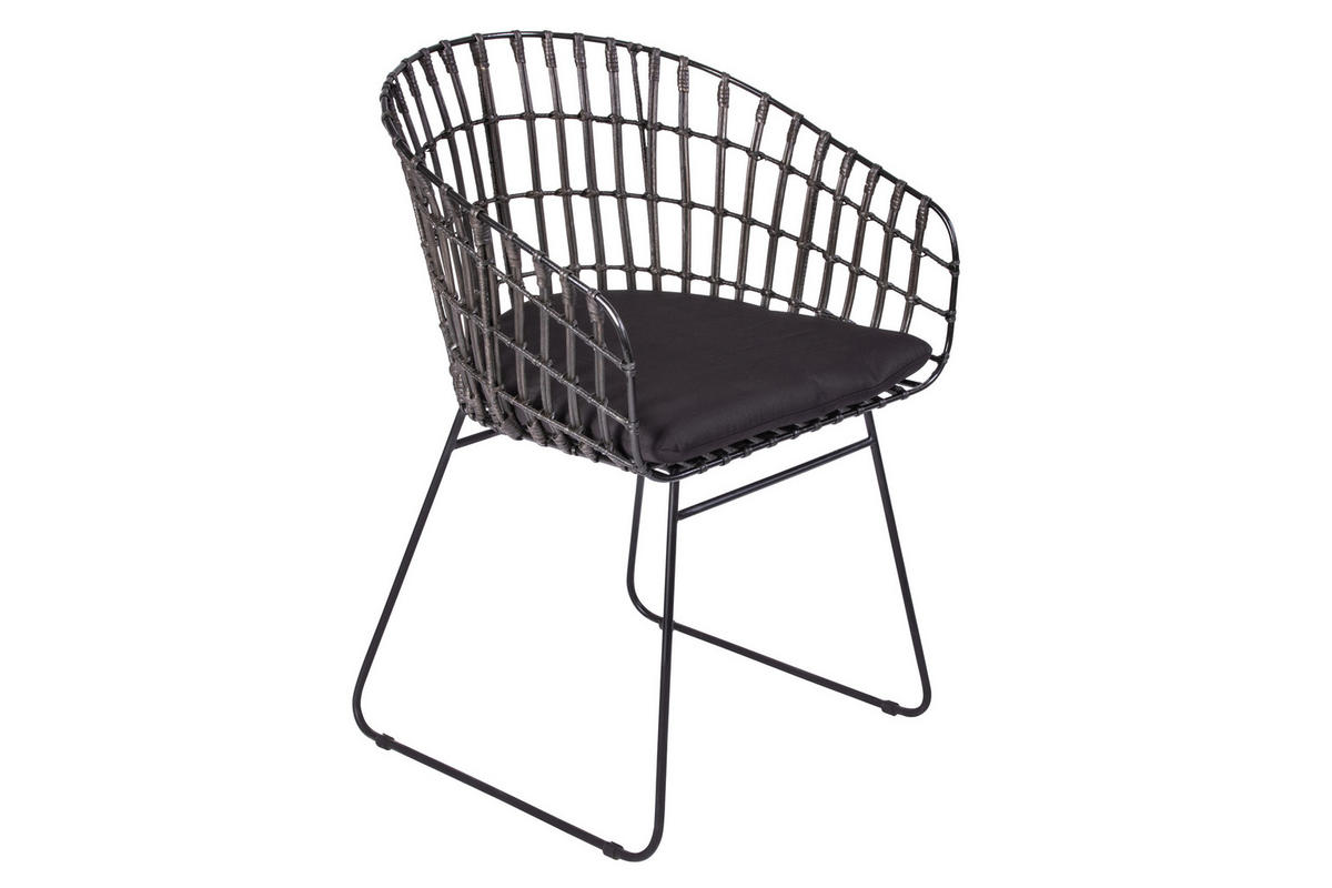 ESSZIMMERSTUHL LIMA - Anthrazit/Schwarz, Naturmaterialien/Metall (45/80/45cm) - SAM