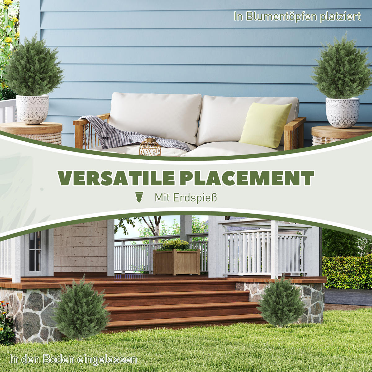 KÜNSTLICHE PFLANZEN UV-Schutz Zypresse 40 cm 2 er Set - Grün, Kunststoff (60cm) - HOMCOM