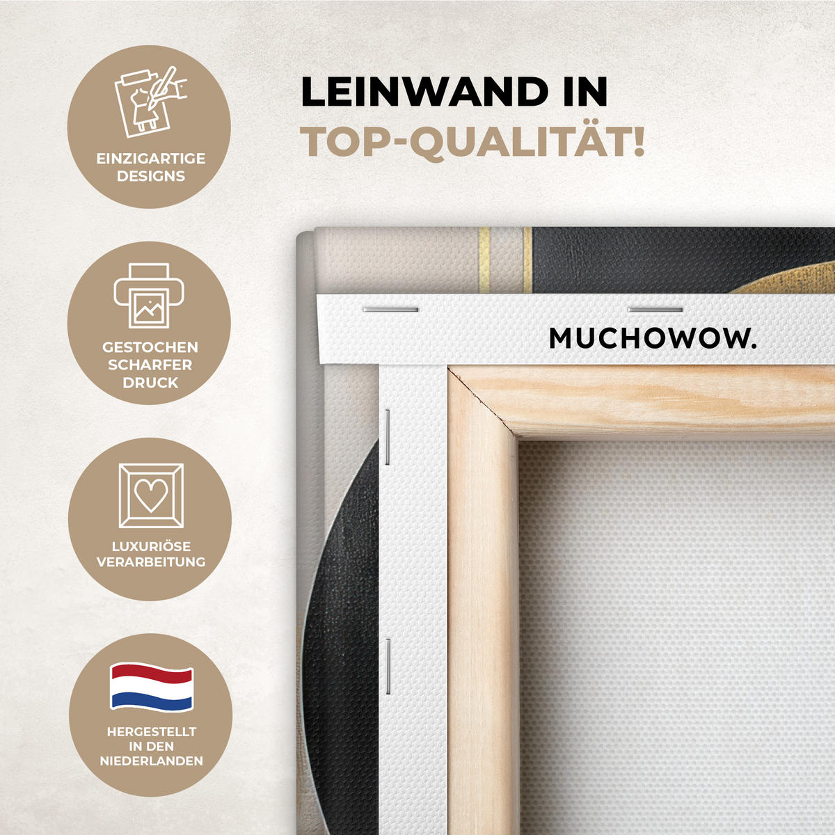 LEINWANDBILD Abstrakt - Gold - Silber - Formen - Ästhetisch - Modern Deko Wohnzimmer 20x20 cm - Goldfarben, Textil (20/20cm) - MuchoWow