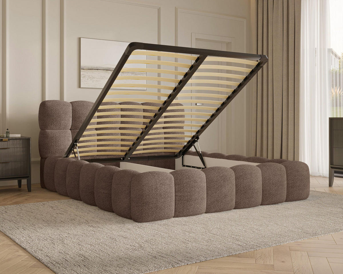 POLSTERBETT - Bett 19 - 180x200 - Taupe (Arena 06) - Taupe, Holzwerkstoff/Textil (180/200cm) - Möblo