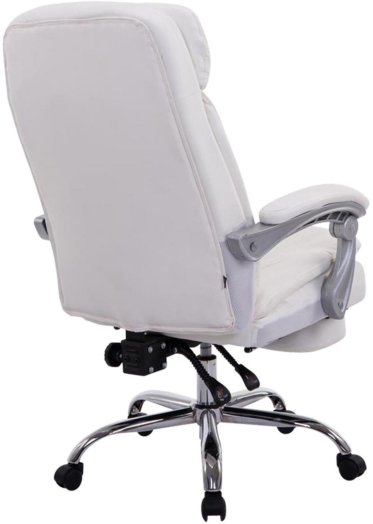 CHEFSESSEL Lederlook Weiß - Chromfarben/Weiß, Textil/Metall (67/112/67cm) - CLP