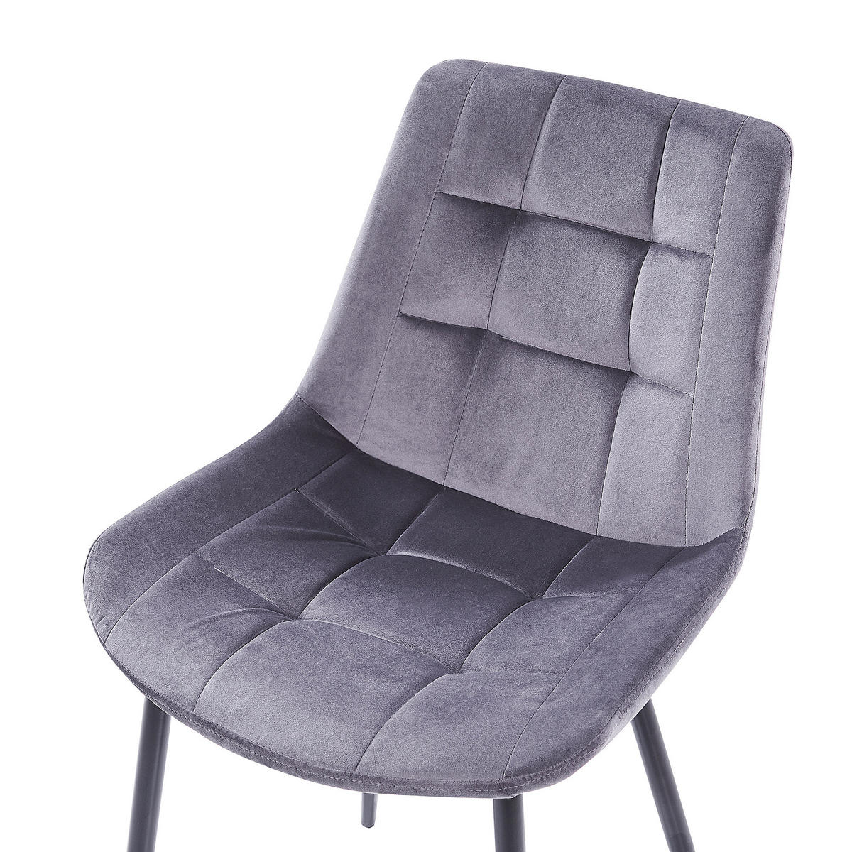 STUHL 2er-Set Samtstoff Grau Melrose - Grau, Textil/Metall (51/82/59cm) - Beliani