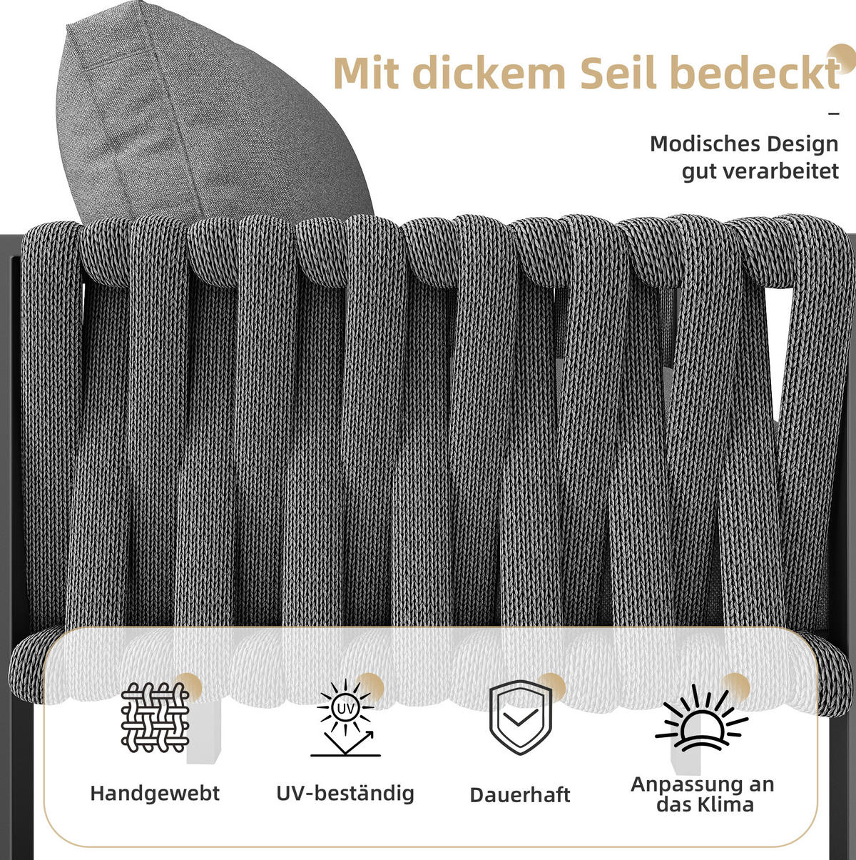 GARTENMÖBEL-SET mit Metallgestell & Glas-Tisch, Ecksofa, verstellbare Füße, 238/61/78 cm, Grau - Grau, Metall - Redom