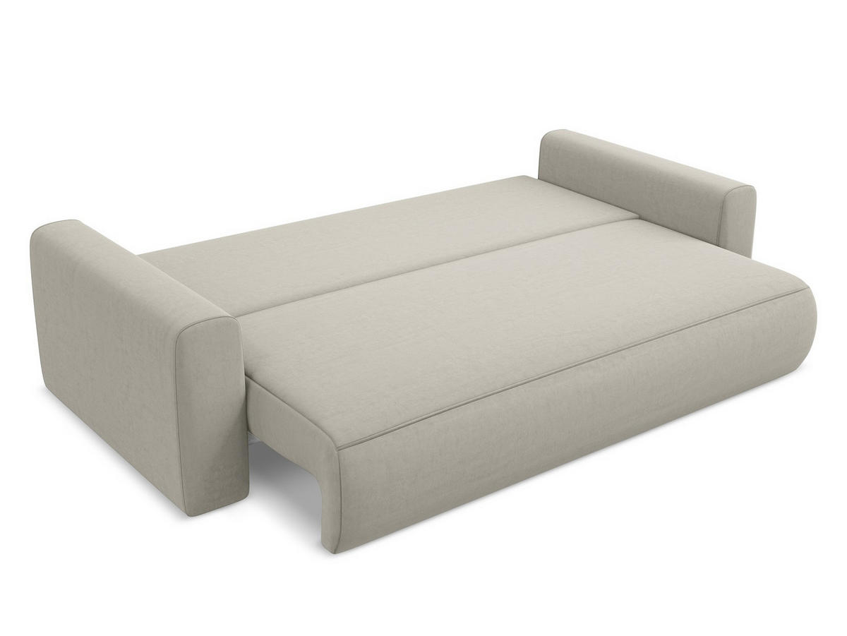 3-SITZER SOFA mit Schlaffunktion Samt Stoff Creme - Perlmutt/Creme, Kunststoff/Textil (238/82/105cm) - Makamii