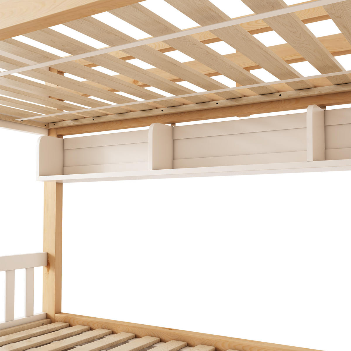 ETAGENBETT 90/200 cm mit Stauraum, Treppe und Regal, DE-41551, in Weiß/Eiche - Eichefarben, Holzwerkstoff (90/200cm) - ComfortXL