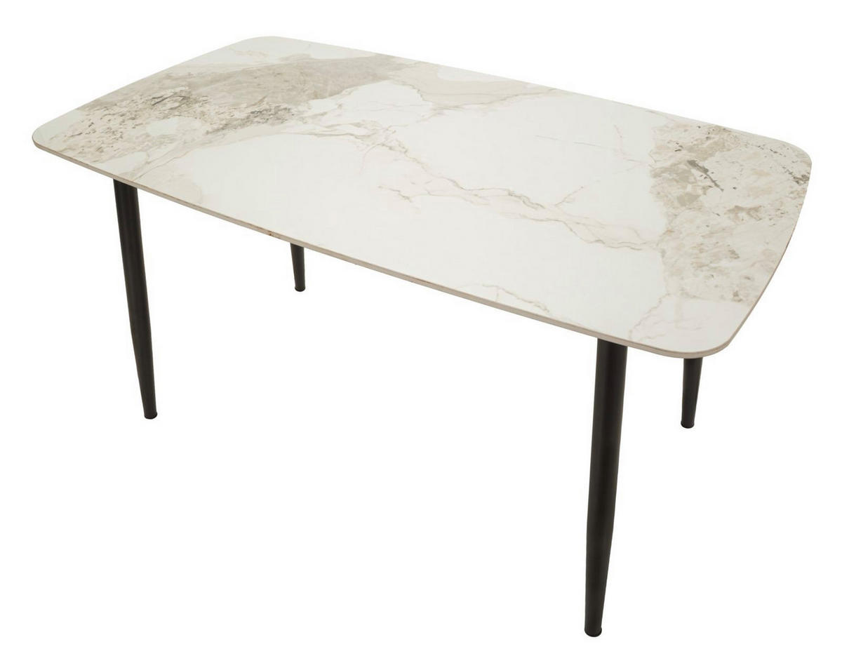 ESSTISCH Josh, schwarz und weiß, Metall und Keramik, 138 x 78 x 76 cm - Schwarz/Weiß, Keramik/Metall (78/138/76cm) - Mauro Ferretti