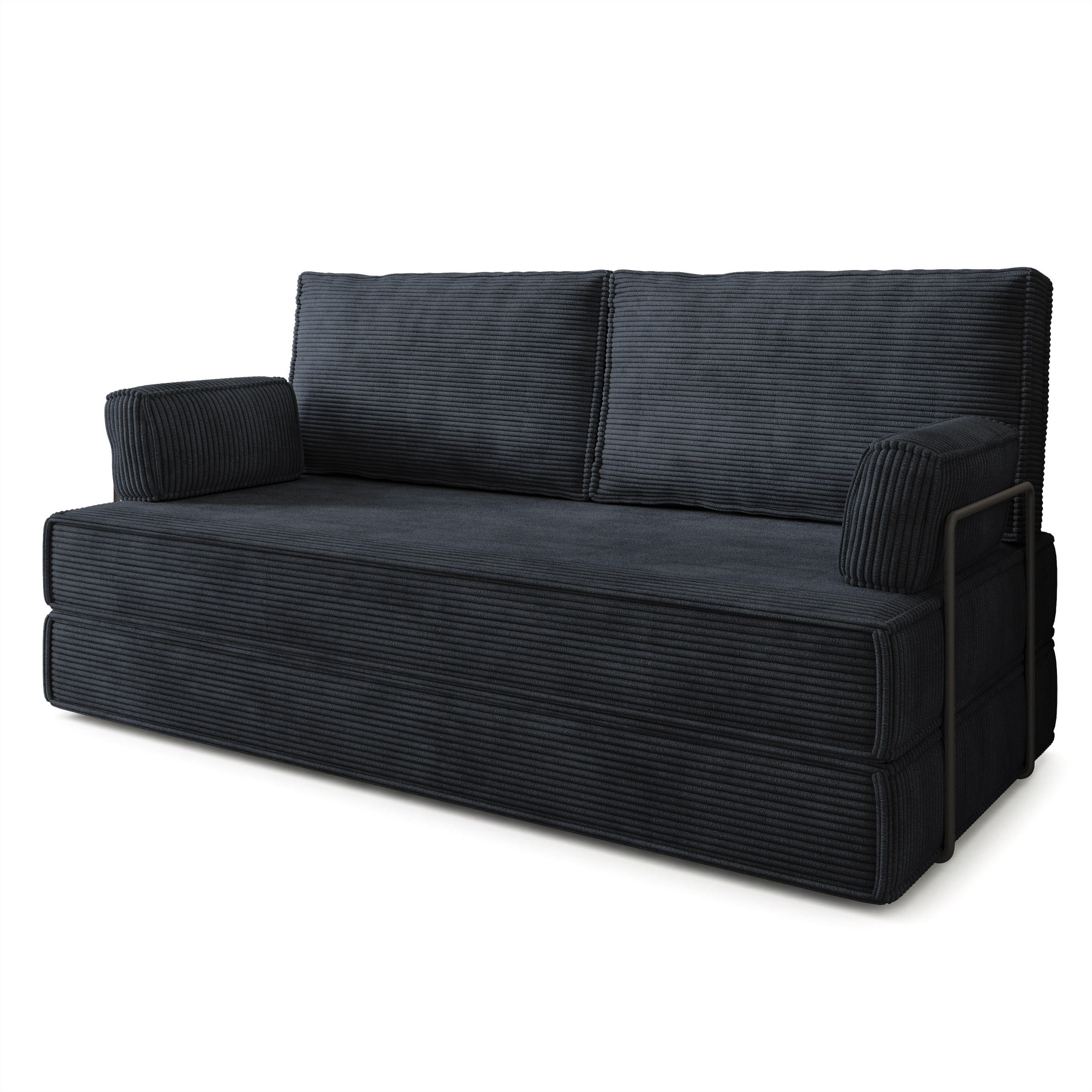 BETTSOFA SILAR aus Schaumstoff Kordstoff Schwarz Schlaffunktion - Schwarz, Textil (170/86/80cm) - MASSENO