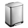 MÜLLEIMER Stilvoller Rechteckiger Mit Extra Breitem Pedal 19 Liter 44,6 x 36,6 x 31,9 cm 2 Inneneimer Edelstahl & Silber - Silberfarben, Metall (36.6/44.6/31.9cm) - PROREGAL