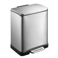 MÜLLEIMER Stilvoller Rechteckiger Mit Extra Breitem Pedal 19 Liter 44,6 x 36,6 x 31,9 cm 2 Inneneimer Edelstahl & Silber - Silberfarben, Metall (36.6/44.6/31.9cm) - PROREGAL