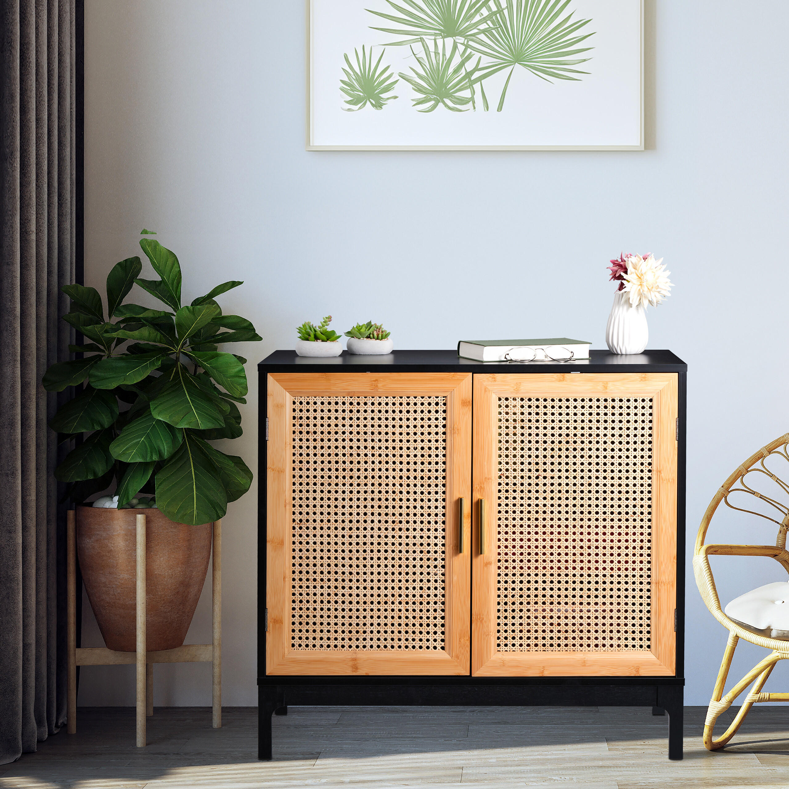 SIDEBOARD - Goldfarben/Multicolor, Holz/Holzwerkstoff (80/76/39cm) - Relaxdays