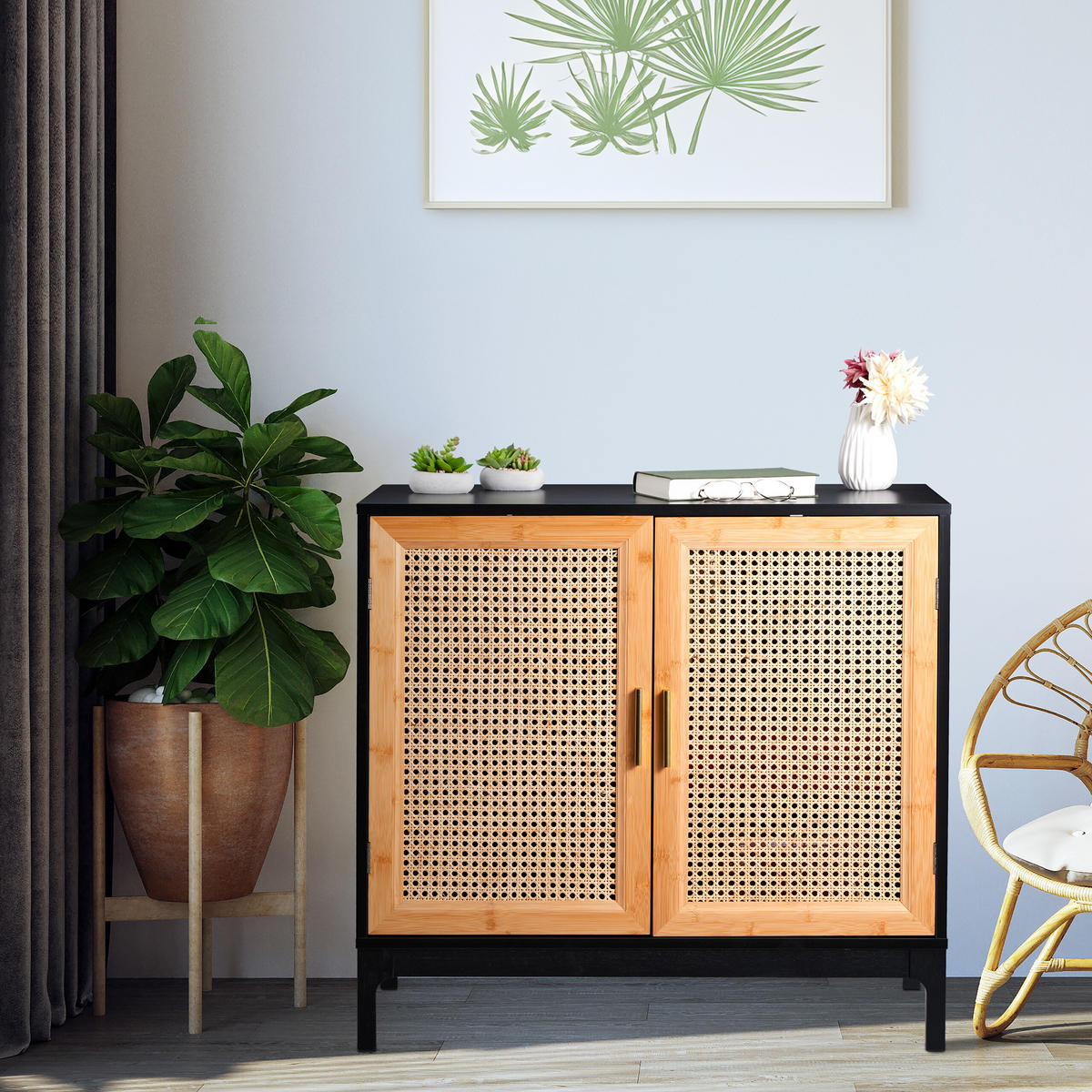SIDEBOARD - Goldfarben/Multicolor, Holz/Holzwerkstoff (80/76/39cm) - Relaxdays