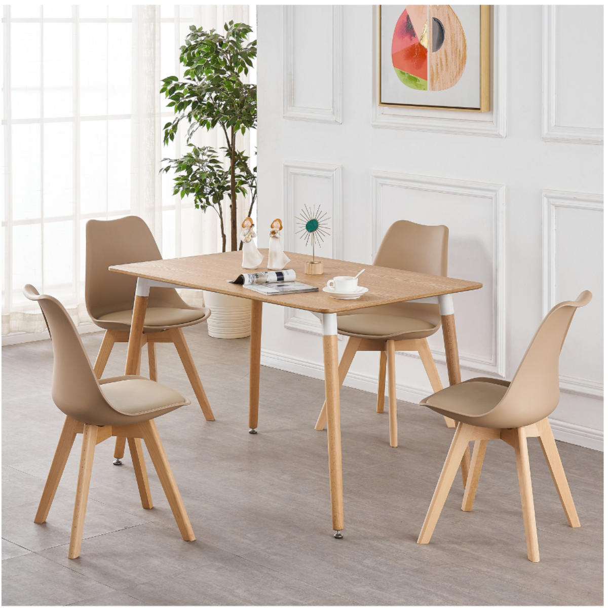 ESSZIMMERSTUHL Kunststoff 4-teilig Hellbraun - Beige, Kunststoff (48/83/44cm) - Life Interiors