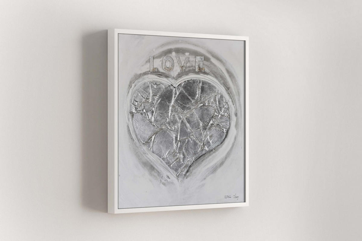 ACRYLBILD HANDGEMALT 80/80 cm - Weiß, Holz/Textil (80/80cm) - KUNSTLOFT