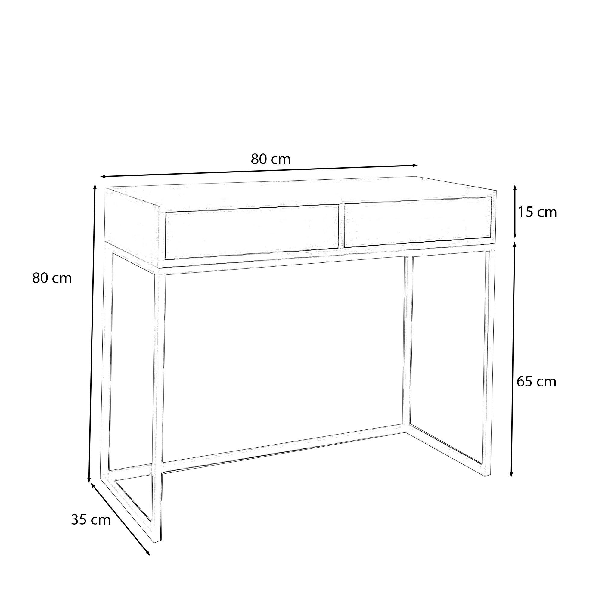Thumbnail - Bettso Schminktisch, Kupfer, Eiche Wotan, Holzwerkstoff, Metall, 2 Schubladen, Rechteckig, 80x80x35 cm, Wohnzimmer, Wohn...