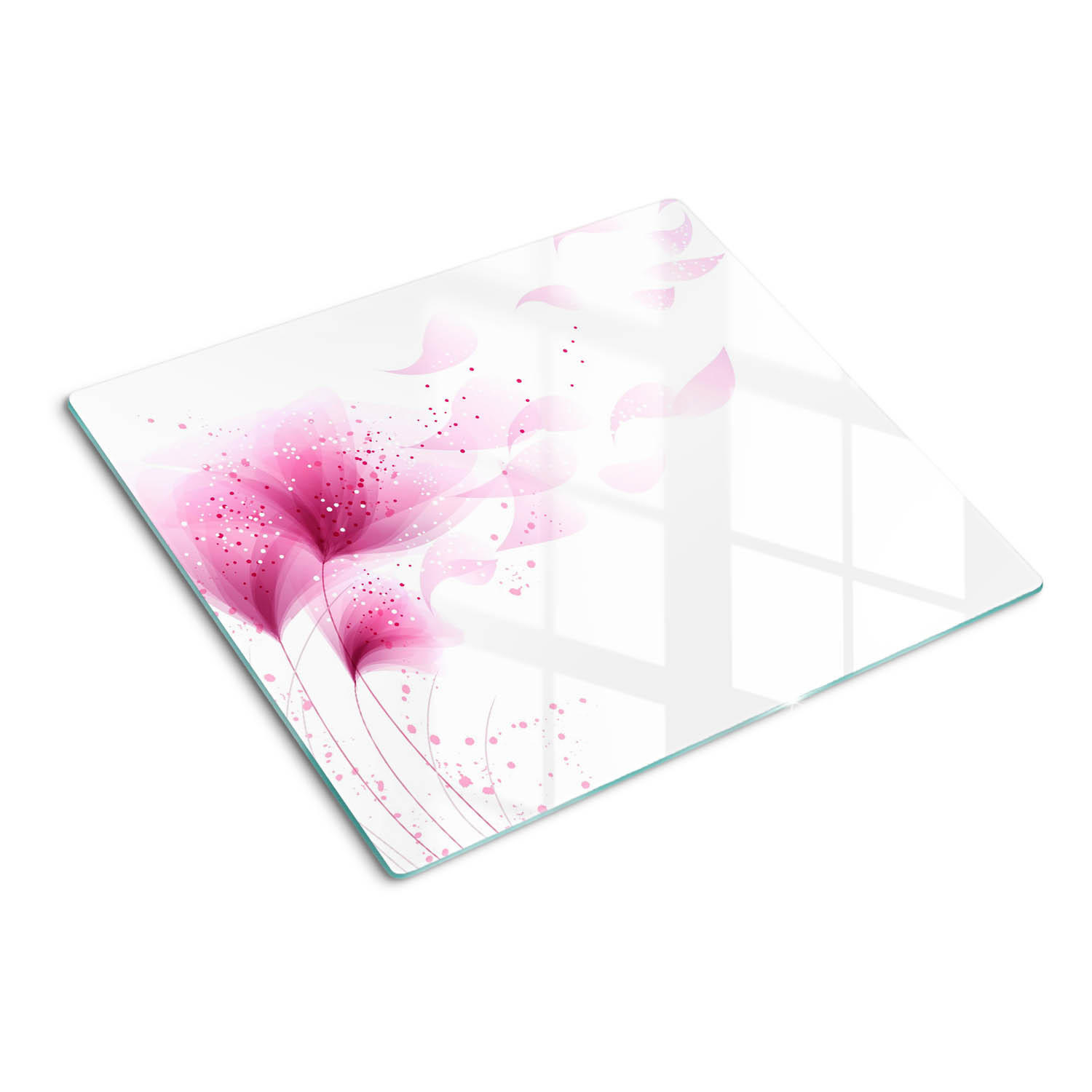 GLASPLATTE 60x52 cm Rosa Blume - Pink, Glas (60/0.4/52cm) - TULUP