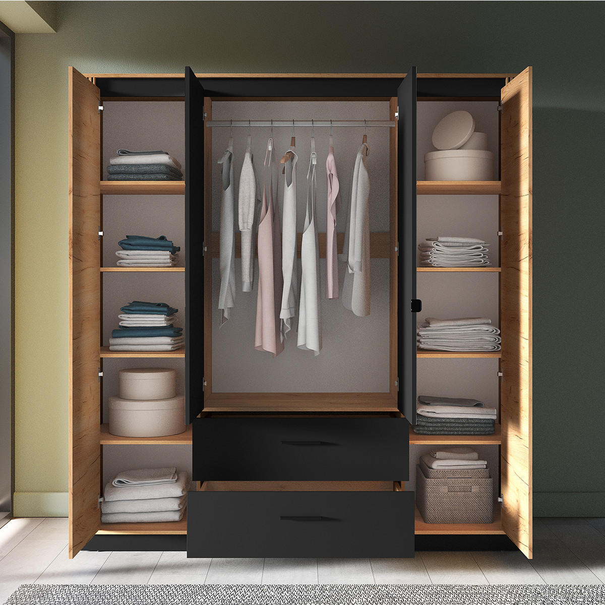 SKŘÍŇ 4DVEŘOVÁ Solal Dřevo - hnědá, kompozitní dřevo (200/210/58cm) - Petits-meubles