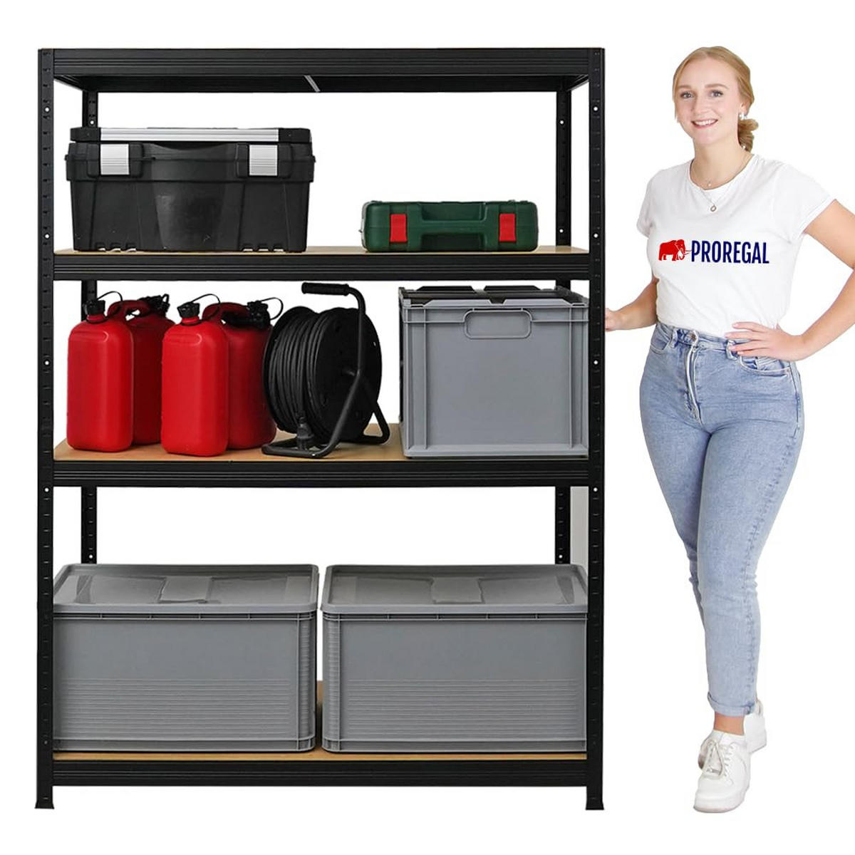SCHWERLASTREGAL Big Elephant 2er-Set mit 2x 160x120x60 cm Fachlast 200 kg Schwarz - Schwarz, Metall (240/160/60cm) - PROREGAL