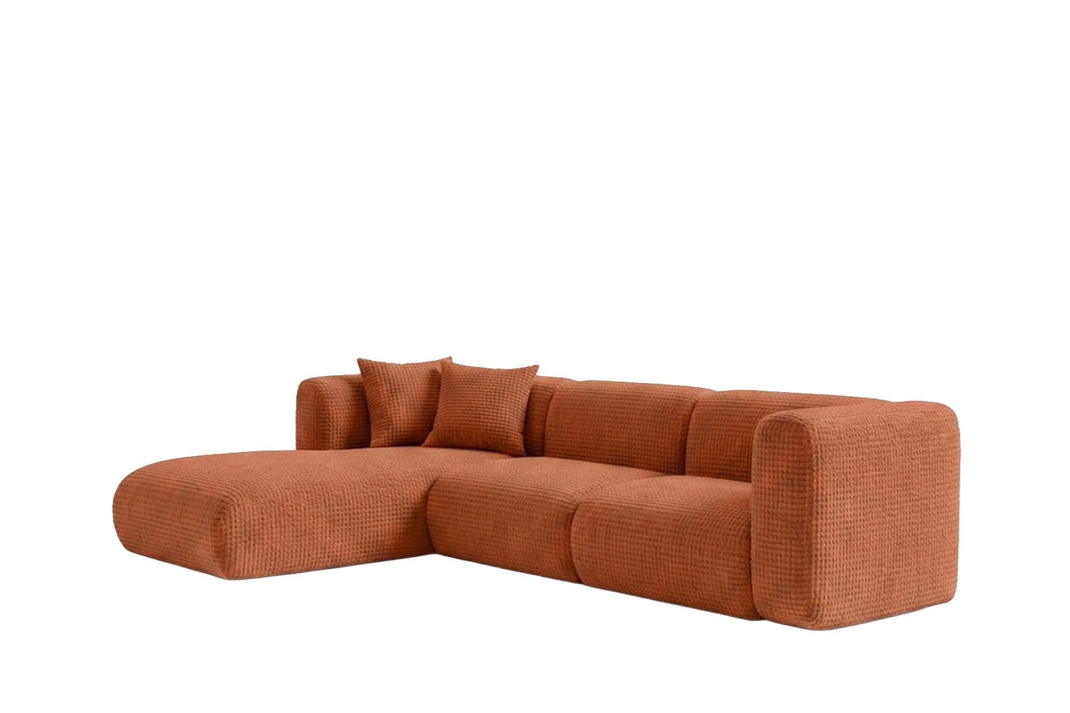 ECKSOFA L-Form, Chenille-Stoff Cremona, Kupfer, Links, GRETA - Kupferfarben, Holz (318/179cm) - Kaiser Möbel