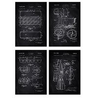 POSTER Set mit 4 Schwarz Kochfertig Das Hügelset A4 Schwarzer Rahmen - Schwarz, Papier (29.7/3cm) - Nacnic