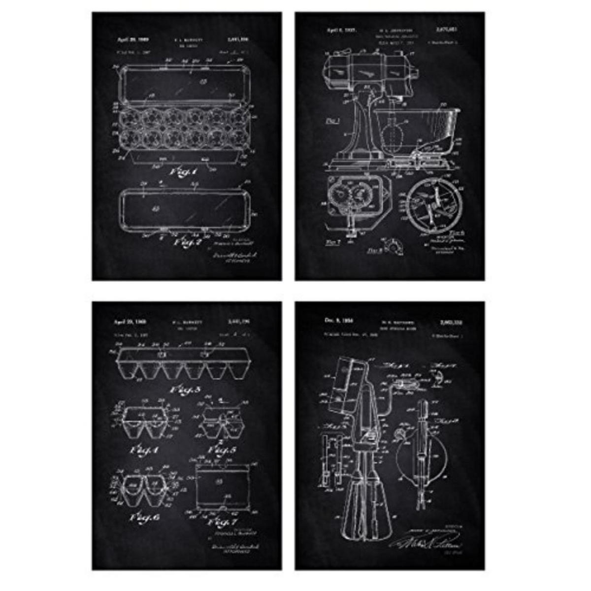 POSTER Set mit 4 Schwarz Kochfertig Das Hügelset A4 Schwarzer Rahmen - Schwarz, Papier (29.7/3cm) - Nacnic