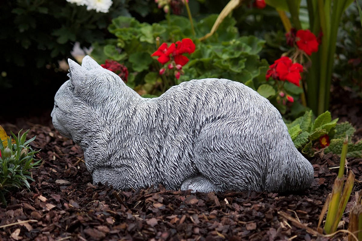 STEINFIGUR Katze Träumerle, frostfest - Grau, Stein (36/17/19cm) - stoneandstyle