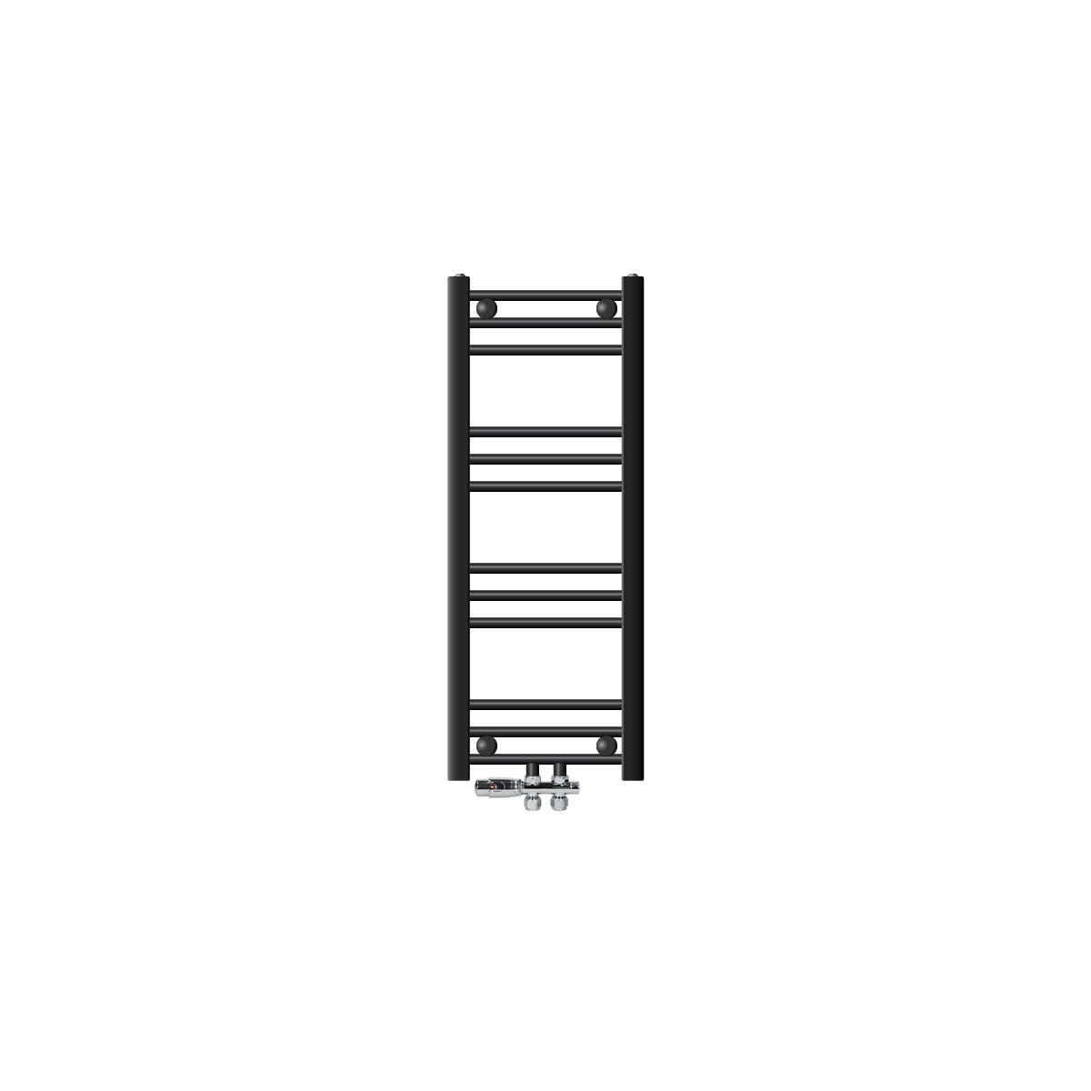 BADHEIZKÖRPER Sahara 300x800 mm Anthrazit gerade mit Ventil Durchgang - Anthrazit, Metall (30/80/3cm) - LuxeBath