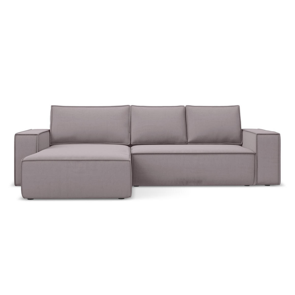 ECKSOFA mit Schlaffunktion Samt Stoff Violett - Lila/Flieder, Kunststoff/Textil (185/290cm) - LaMiaSofa