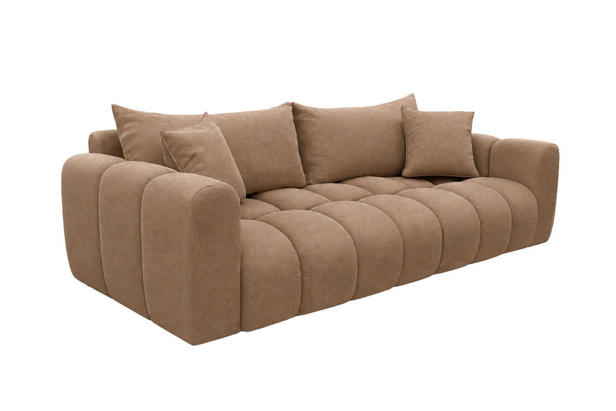 ROZKLÁDACÍ POHOVKA s úložným prostorem, velurová tkanina Bluvel, Latte, COSMOPOLITAN - světle hnědá, dřevo (240/97cm) - Kaiser Möbel