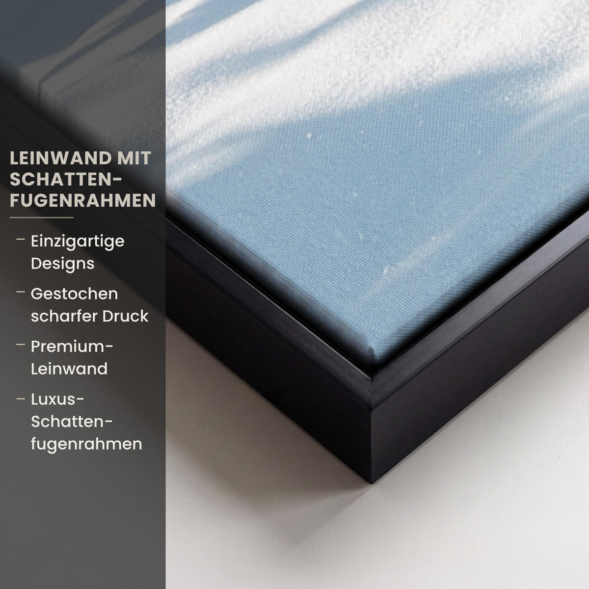 LEINWAND Bilder mit Rahmen - Winterlandschaft - Natur - Berge - Bäume - Schnee - 90x90 - Hellblau, Textil (90/90cm) - MuchoWow