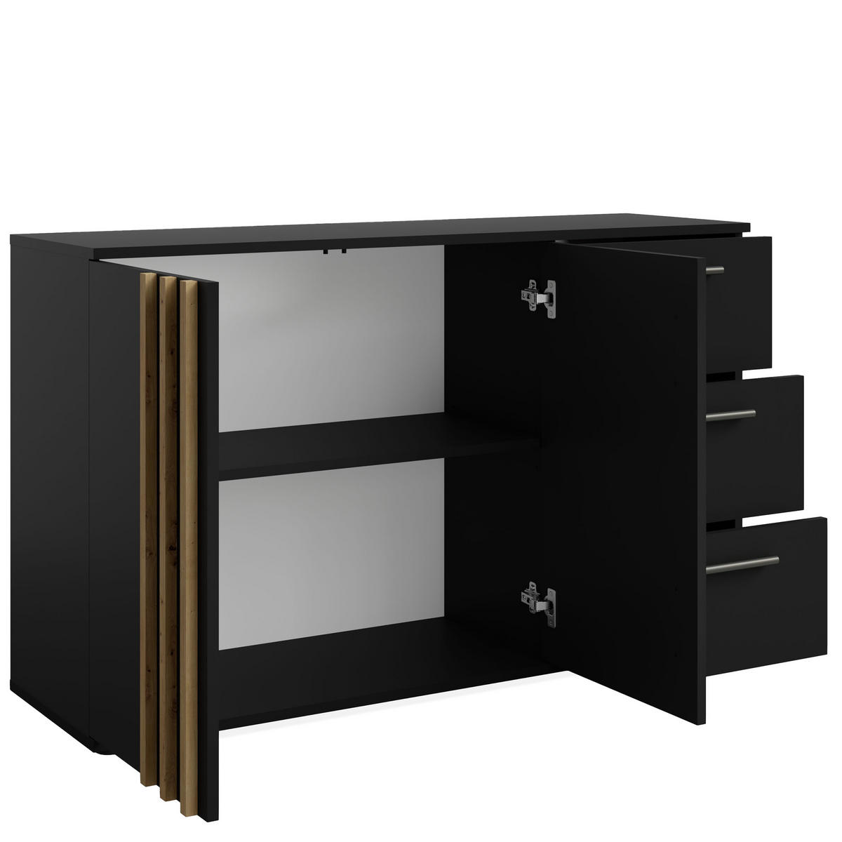 KOMMODE FERIO Kombikommode, Modern - Schwarz, Holzwerkstoff (120/73/35cm) - KONSIMO®