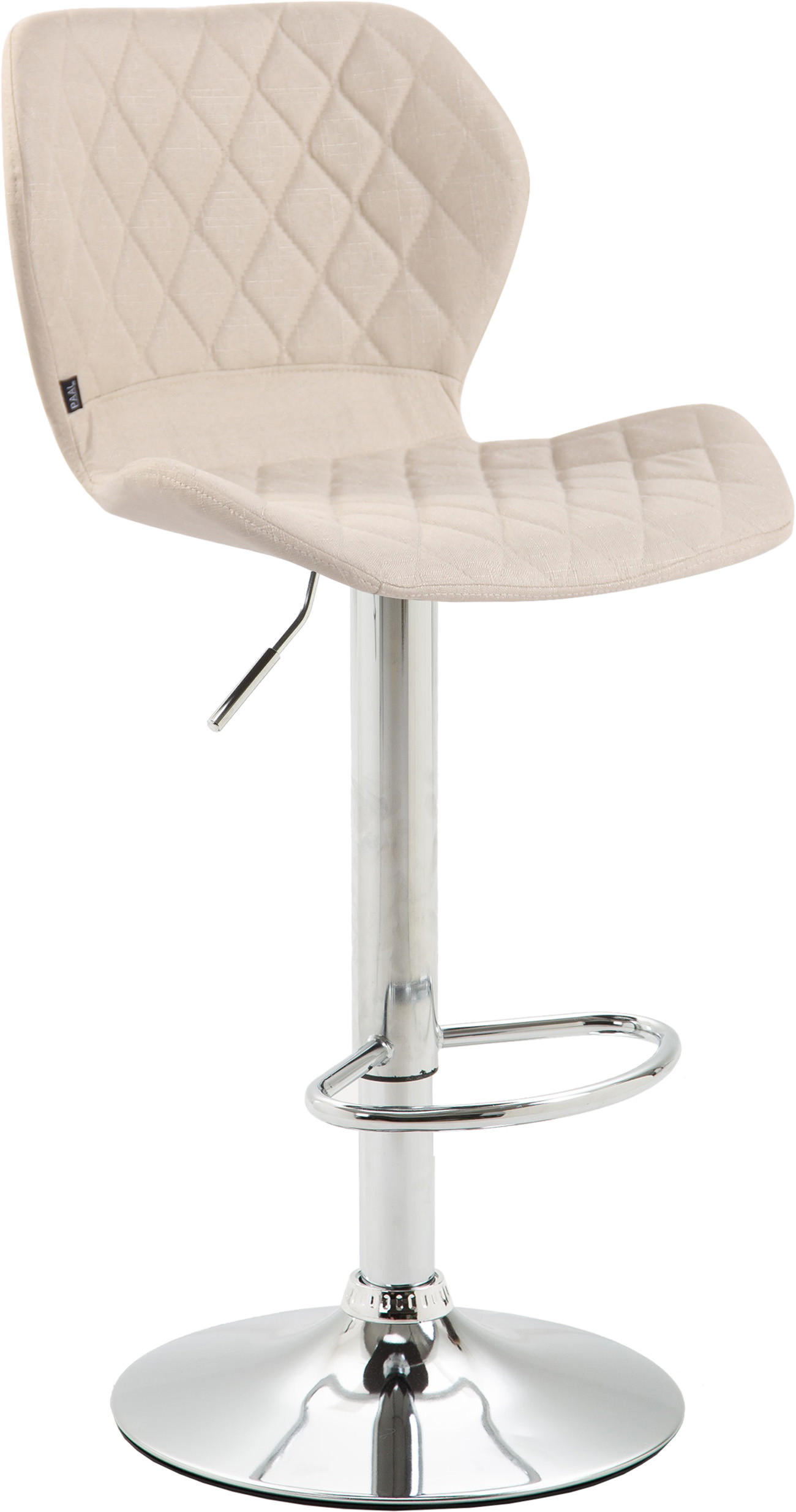 BARHOCKER Stoff creme - Chromfarben/Creme, Textil/Metall (47/88/51cm) - CLP