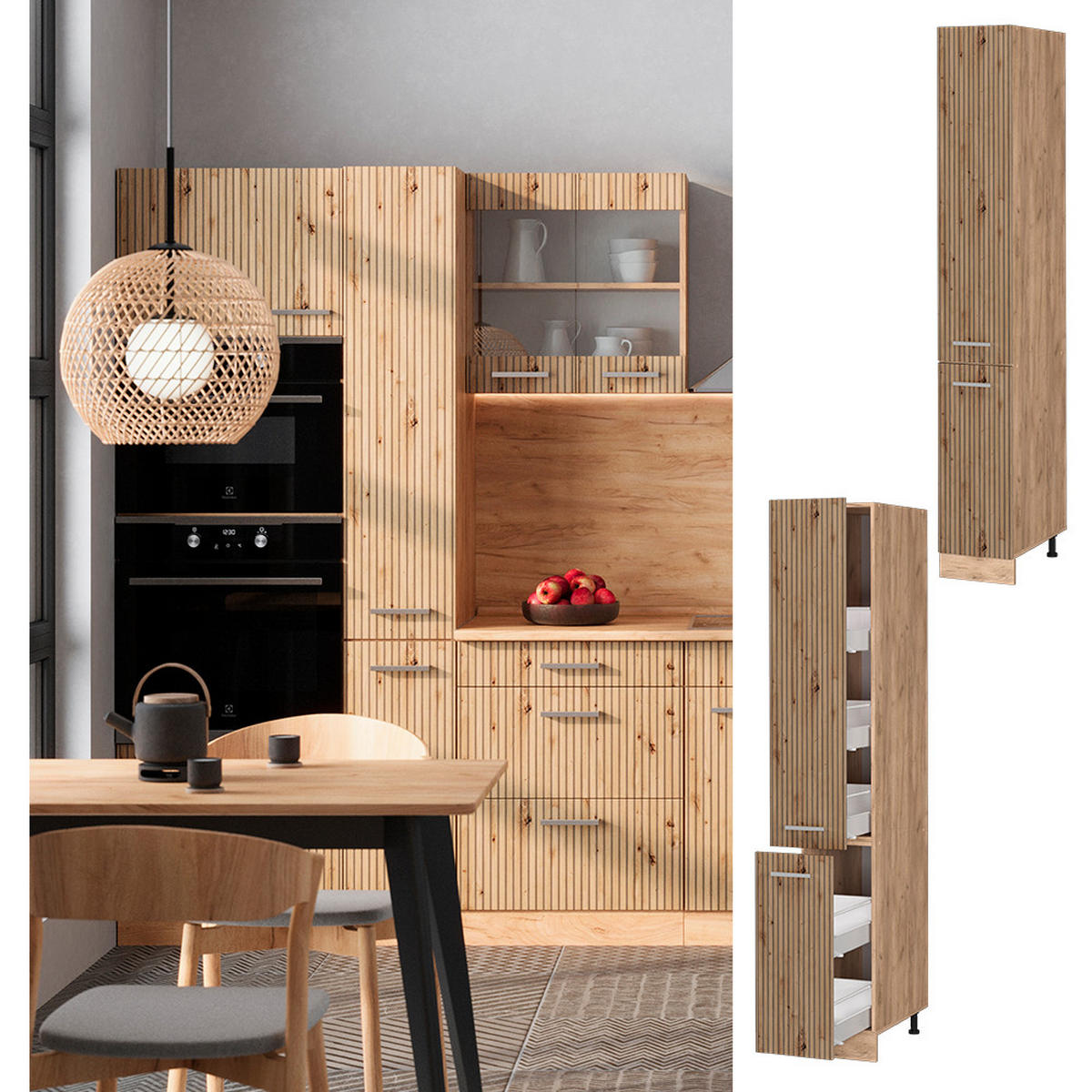 APOTHEKERSCHRANK R-Line Artisan-Eiche 30 cm - Honigeiche/Eiche Wotan, Holzwerkstoff (30/206.8/57.2cm) - Vicco