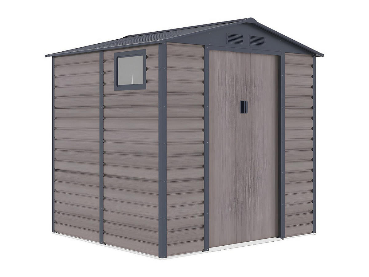 SCHREBERGARTENHAUS - 203 cm x 181 cm - metall - anthrazitgrau, naturfarben dunkel Adelmo - Grau, Metall (203/213/181cm) - Vente-Unique