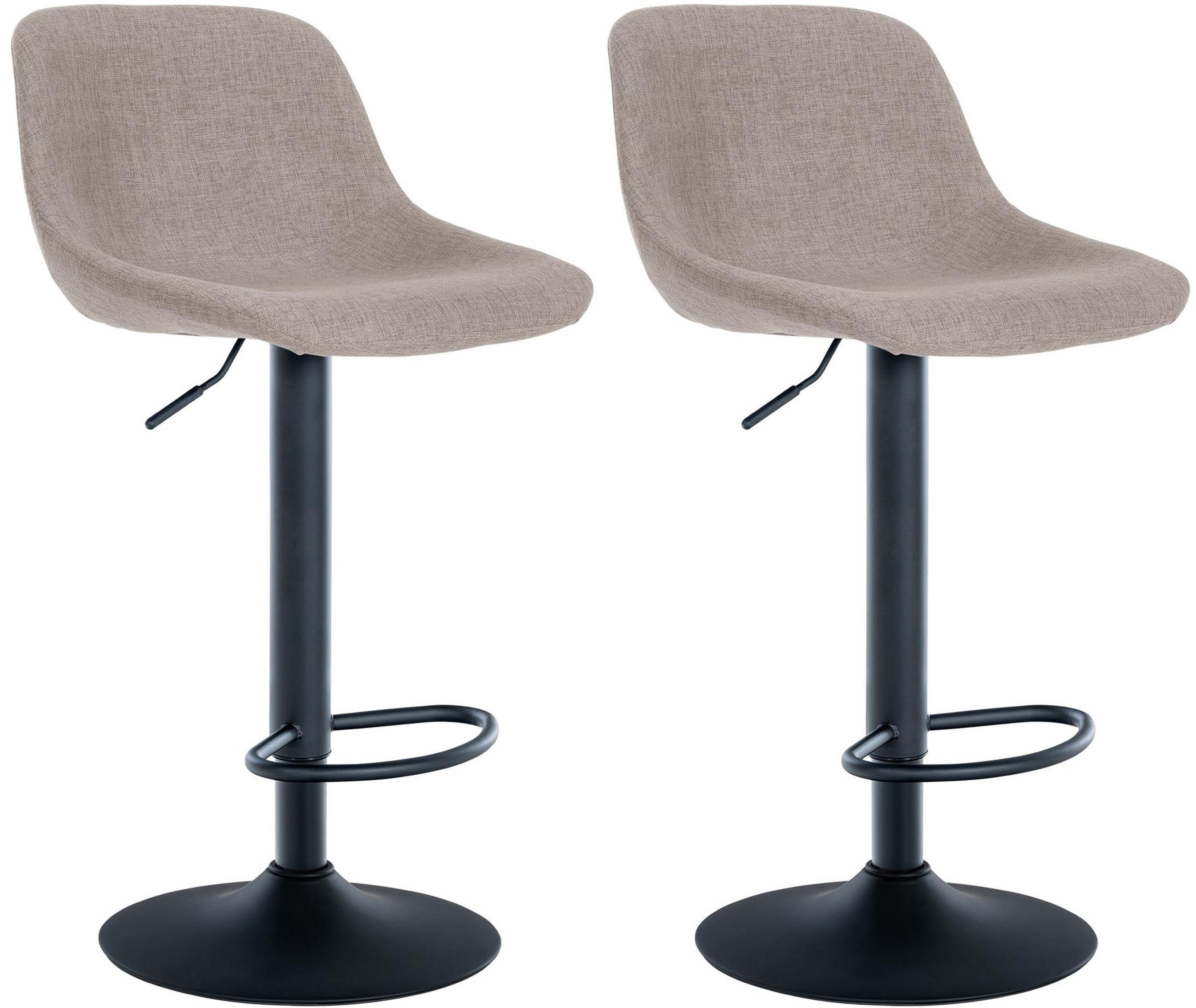 BARHOCKER 2er Set Lotus Stoff taupe - Schwarz/Grau, Textil/Metall (43/103/49cm) - TPFLiving