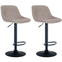BARHOCKER 2er Set Lotus Stoff taupe - Schwarz/Grau, Textil/Metall (43/103/49cm) - TPFLiving