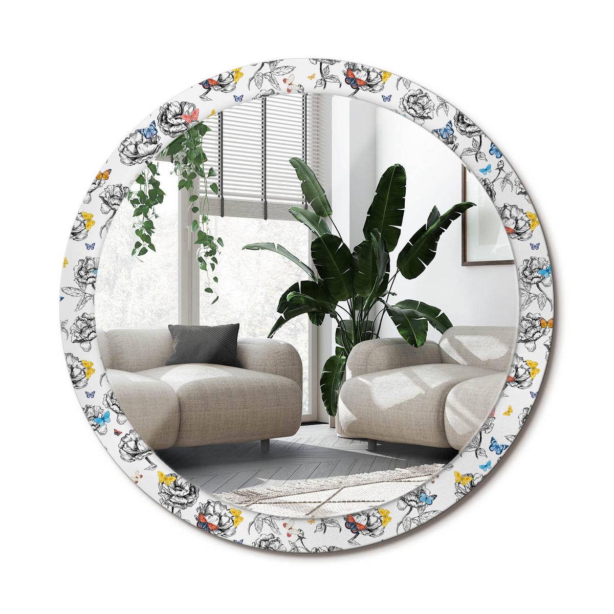 SPIEGEL Rund Ø 100 cm mit Aufdruck - Multicolor, Glas (100/100/0.4cm) - Wallfluent