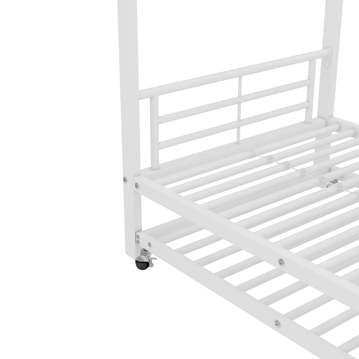ETAGENBETT 90x200cm&90x190cm mit Ausziehbett in Weiß - Weiß, Metall (90/200cm) - KOMHTOM