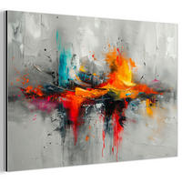 METALLBILD Moderne Kunst - Orange - Grau - Abstrakt 60x40 cm - Hellgrau, Metall (60/40cm) - MuchoWow
