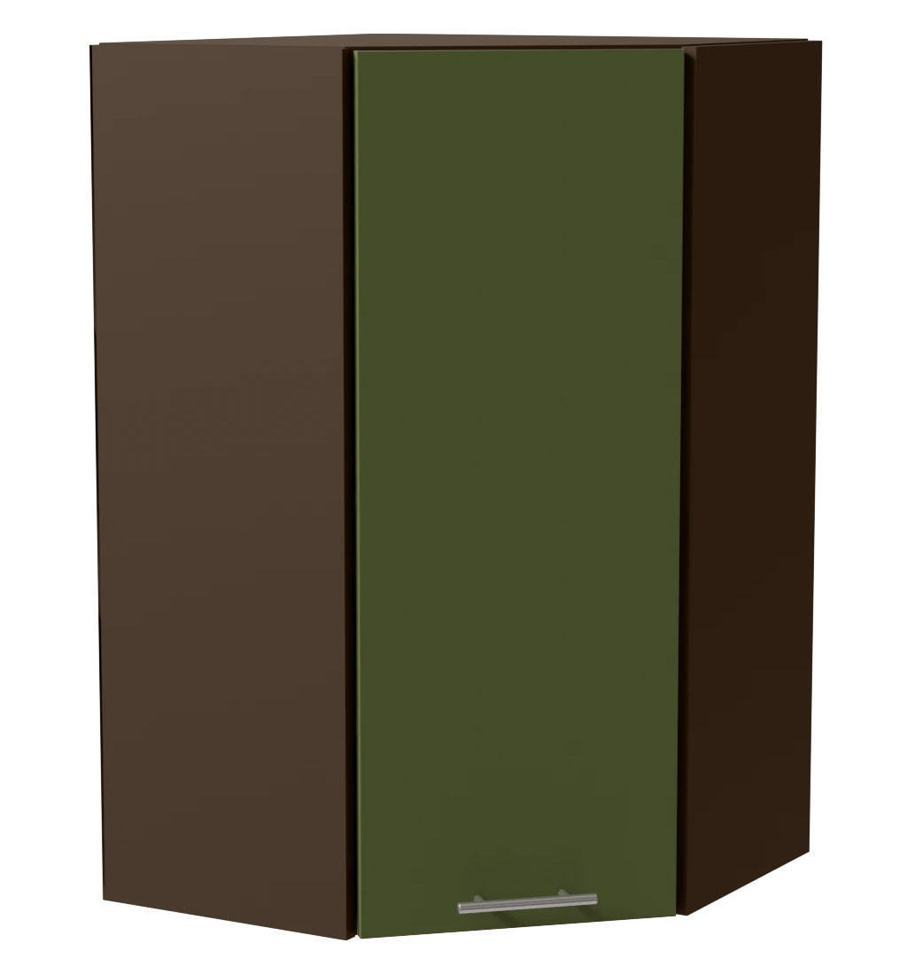 ECKHÄNGESCHRANK Brerra RAL 6025 farngrün Matt / Lava Matt 60 / 60 / 96cm - Dunkelgrau/Grün, Holz/Holzwerkstoff (60/96/60cm) - Feldmann-Wohnen